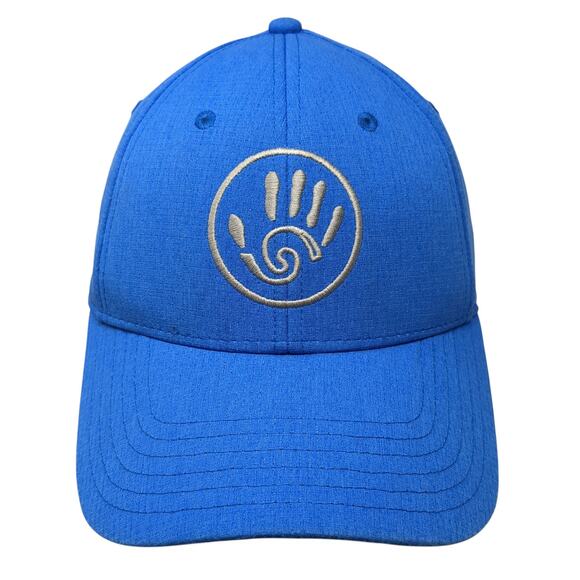 Under Armour Fitted Hat Blue Large Embroidered Hand Vent Holes Outdoor - Picture 1 of 9